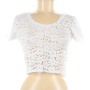 Zara W&B Collection Floral Eyelet Crop Top
